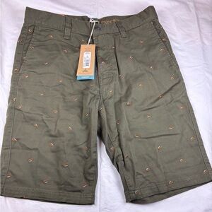 NWT Prana Green Flat Front Mens Chino Shorts Size 33